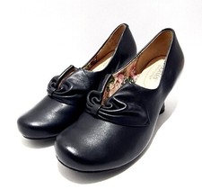 Hotter Donna Shoes Size 3.5 UK New Black Leather Court Kitten Heels