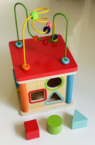 5in1 wooden activity cube - wooden,