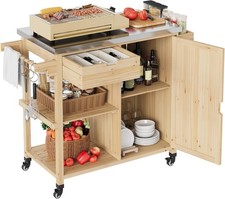 Outdoor BBQ Prep Trolley with