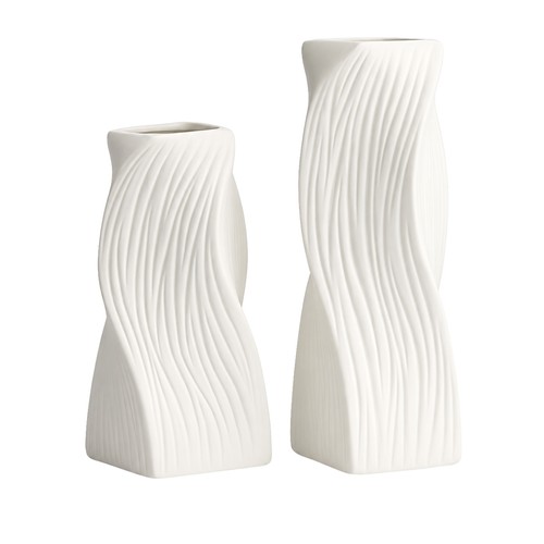 Wave textured vase set modern - textured,