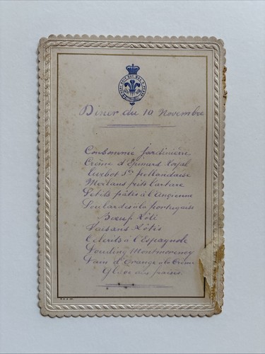 Royal dinner menu - –, dîner