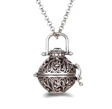 Chime Essential Oil Diffuser Pendant Perfume Necklace Cage Stainless Steel