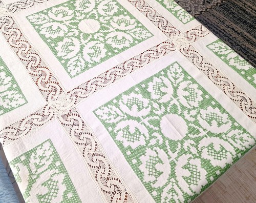 Vintage linen tablecloth with