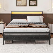King Size Bed Frame with Headboard & LED Lights,Metal Bed Frame King size Bed Ba