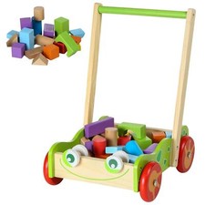 Baby Wooden Walker and Bricks