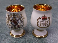 UK Pair of White/Gold Goblet