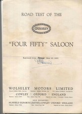 Wolseley 4 50 Period Road Test Reprinted from Autocar 1951