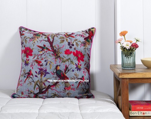Grey velvet bird toss cushion - grey,