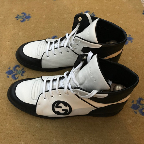 Gucci black white leather - black,