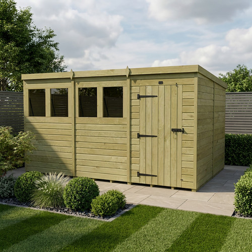 Pent shed single door - x,