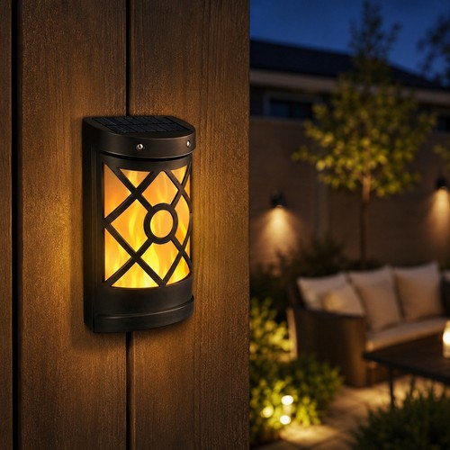 Solar flame wall light led - solar,