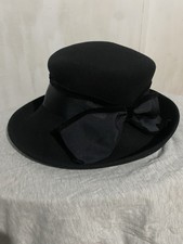 Windsmoor Wool Felt Cloche Hat with Satin Bow Size M Black