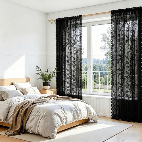 Panels rose black white lace - 2,
