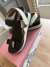 Xti Black White Ladies Wedge Sandals 40 UK 7