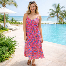 Size 8 to 18 Pink Floral Midi