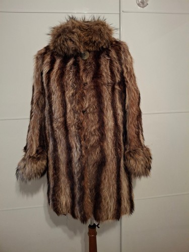 Vintage brown real raccoon fur