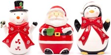 Christmas Novelty Ceramic Jars Santa Penguin Sweets Biscuits Cookies Storage