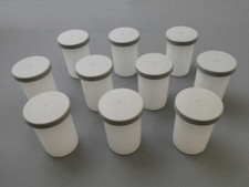 10 X Empty 35mm Film Pots/Canisters/Containers - Clear with Grey Lids