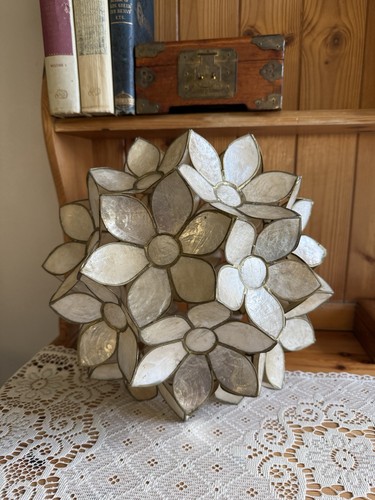 Vintage floral capiz shell - capiz,