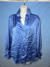 Zara Blue Satin Button-Up