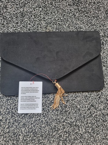 Asos black tassle clutch bag