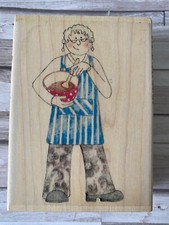 Paper Nation / Jolly Nation Rubber Stamp Baking Senior Grandma WI Wood Mount