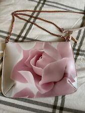 Ted Baker Pink Porcelain Rose Verah Leather Cross Body Hand Bag & Chain