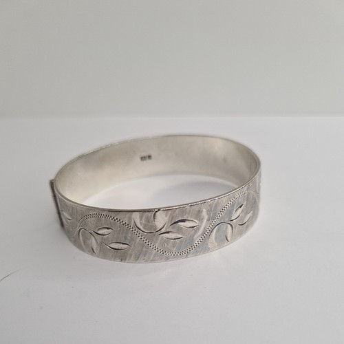 Sterling silver hinged - silver, bangle