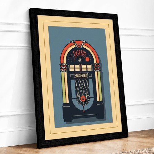 Vintage jukebox retro framed - vintage,