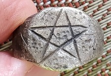 Ancient Roman Solid Silver Military  Ring with Pentagram Evil Protection Charm