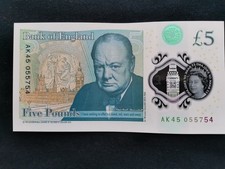 5 pound note polymer AK 45 ,rare,Elizabeth ll.,