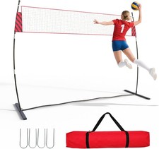 12FT Volleyball Net Backyard Adjustable Height Practice Net Portable Training