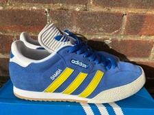 Adidas Samba Blue Suede Yellow Stripes Uk 9 Used