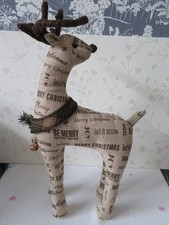 Stuffed Reindeer Christmas Decoration-Free Standing 18 inch tall-collar & bells