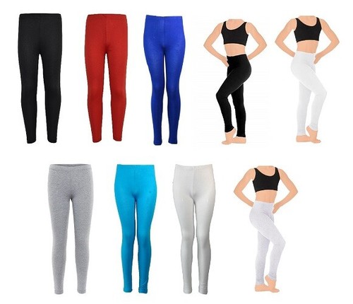 Girls plain stretch leggings - girls,