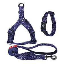 Patterned Pet Adjustable Harness, Dog Cat Collar, Lead - Stars Design