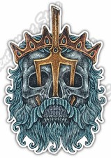 Poseidon Neptune Trident Ocean Skull God Sea Car Bumper Vinyl Sticker Decal 4X5"