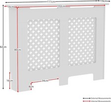 Vida Designs Oxford Radiator Cover Traditional White Painted MDF Cabinet, Medium