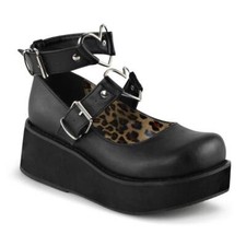 Demoniacult Sprite-02 Black Vegan Leather Platform Shoe IN-STOCK
