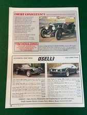 1924 3 LITRE BENTLEY SPEED MODEL XU 2170 & OSELLI ASTON MARTIN ADVERT A4 FILE A