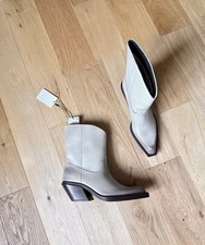 Zara White Grey Leather Cowboy