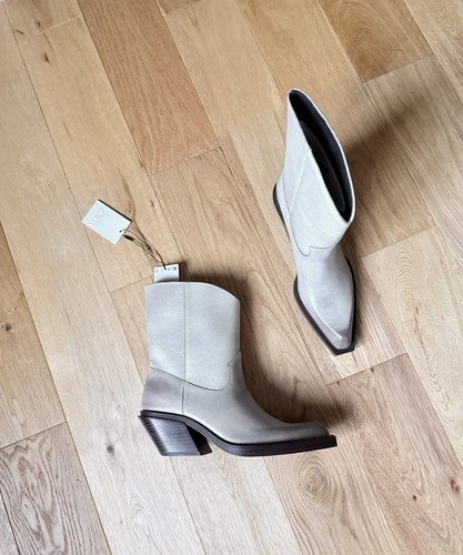 Zara white grey leather cowboy - leather,