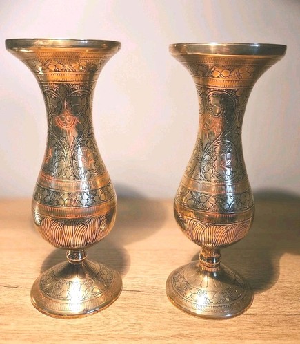 Vintage brass vases hand - vintage,