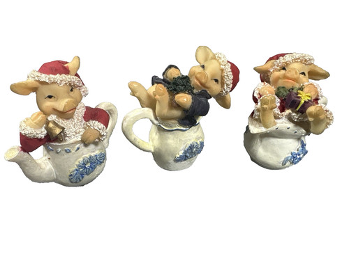 Christmas pig figurines - christmas,