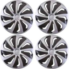 FOR NISSAN MICRA - 14" WHEEL TRIMS WIND BLACK & SILVER HUB CAPS COVER 4PC SET
