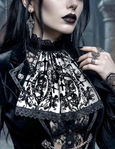 Black white velvet skull - black,