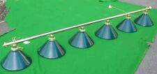 BRASS AND SIX GREEN SHADES SNOOKER TABLE LIGHTING 