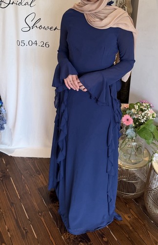 Blue long dress ruffle - long,