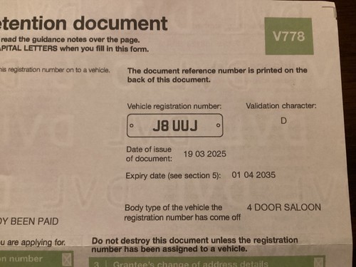 Cherished registration number