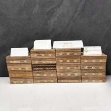 Antique Masonic Inlaid Compass Hinged Box Set 18 Pieces With Mother Of Pearl